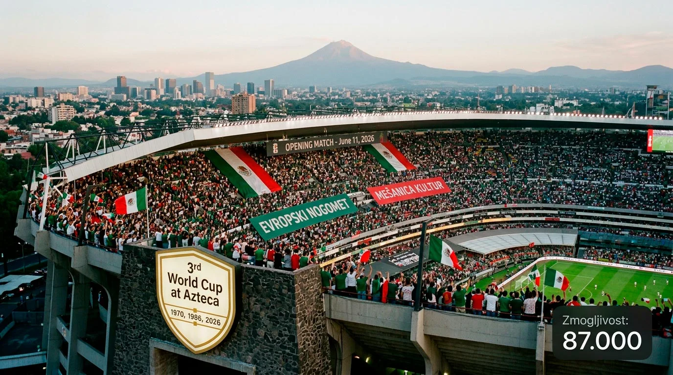 Estadio Azteca v Mexico Cityju za otvoritveno tekmo SP 2026